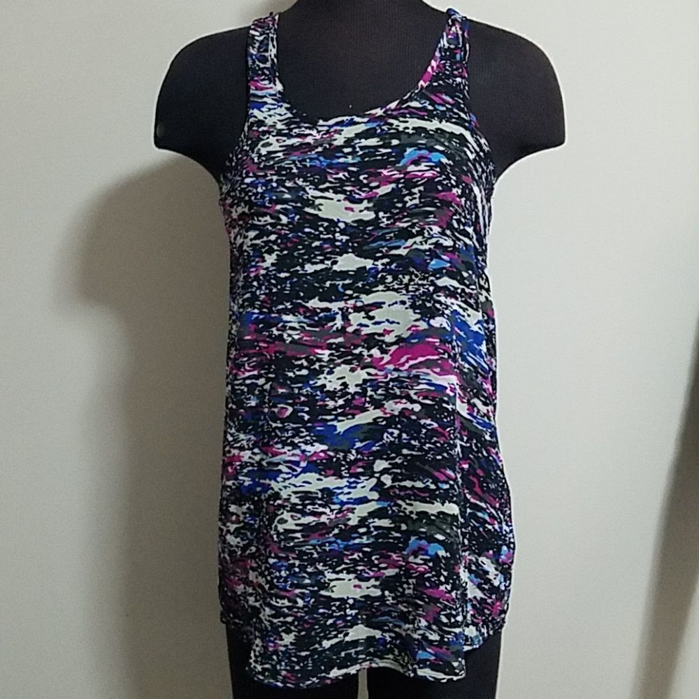 Kensie Black, Cream, Blue, & Pink Tank Top (S)
